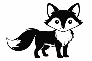 Fototapeta premium cute fox line art silhouette vector illustration
