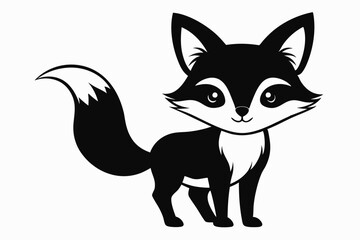 cute fox line art silhouette vector illustration