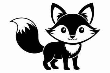 cute fox line art silhouette vector illustration