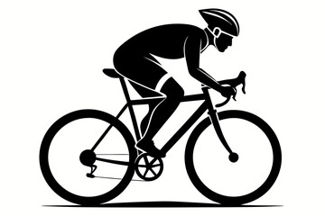 cyclist line art silhouette vector illustration