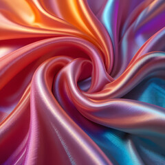 Obraz premium Vibrant Iridescent Satin Fabric Swirl – Abstract Elegance in Motion..