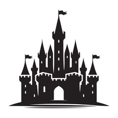 Obraz premium Majestic Silhouette of a Fairy Tale Castle Vector Illustration