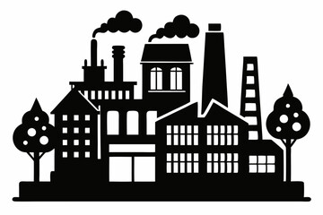 Fototapeta premium factory line art silhouette vector illustration