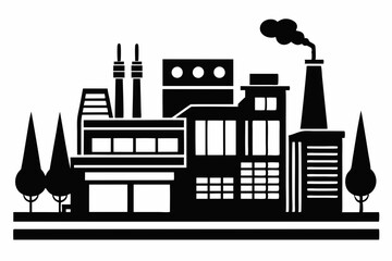 factory line art silhouette vector illustration