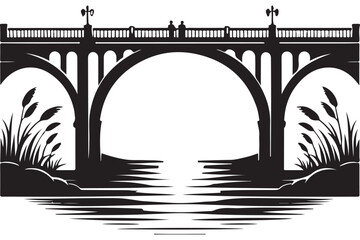 Elegant Bridge Silhouette Illustration for Scenic Design Projects