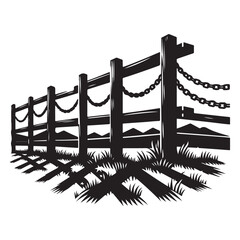 Naklejka premium Rustic Fence Silhouette Vector Illustration Countryside Barrier Design