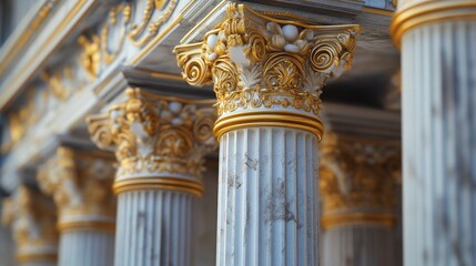 Fototapeta premium Gold and White Columns Building