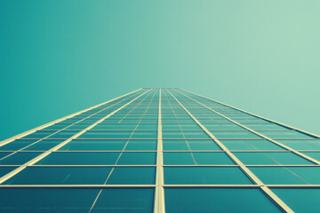 Arafficial view of a tall building with a sky background