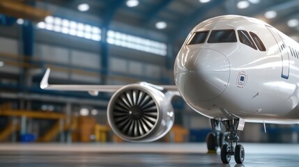 Fototapeta premium Efficient precision manufacturing of aircraft parts in a high-tech production environment