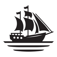 Sailing Ship Silhouette Vector Illustration Nautical Vessel Design