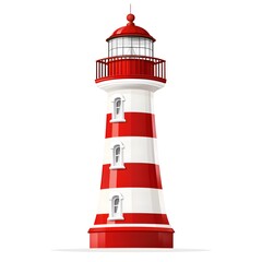 Striking Red and White Lighthouse with Bright Lantern on Tower