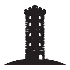 Medieval Castle Tower Vector Silhouette Illustration High Quality Image