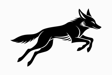 jackal jumping line art silhouette vector illustration