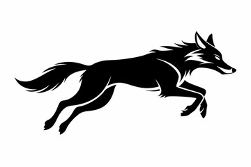 jackal jumping line art silhouette vector illustration
