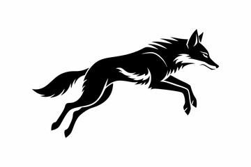 jackal jumping line art silhouette vector illustration