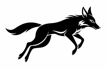 jackal jumping line art silhouette vector illustration