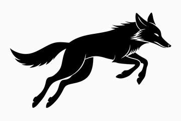 jackal jumping line art silhouette vector illustration