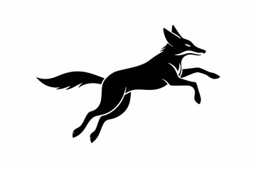 jackal jumping line art silhouette vector illustration