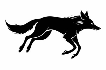 jackal jumping line art silhouette vector illustration