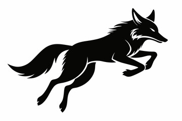 jackal jumping line art silhouette vector illustration