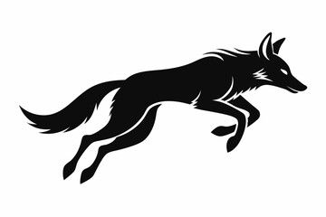 jackal jumping line art silhouette vector illustration