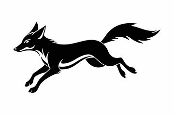 jackal jumping line art silhouette vector illustration