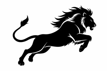 lion running line art silhouette vector illustration