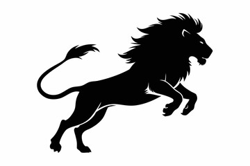 lion running line art silhouette vector illustration