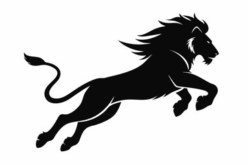 lion running line art silhouette vector illustration