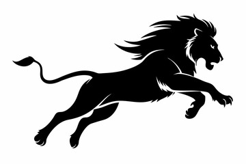 lion running line art silhouette vector illustration