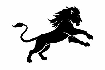 lion running line art silhouette vector illustration