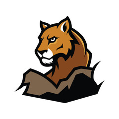 Mountain Lion Mascot Logo.