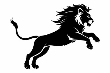 lion running line art silhouette vector illustration