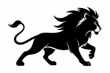lion running line art silhouette vector illustration