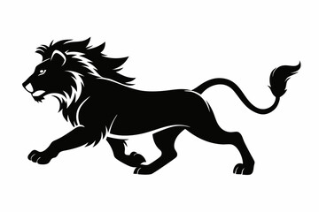 lion running line art silhouette vector illustration