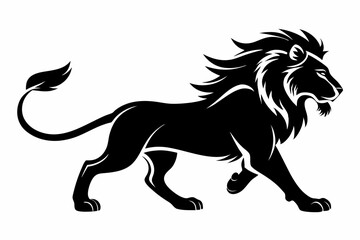 lion running line art silhouette vector illustration