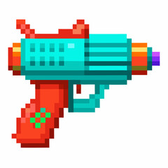 Retro Pixel Art Water Gun  Illustration