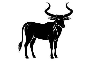 long horn line art silhouette vector illustration