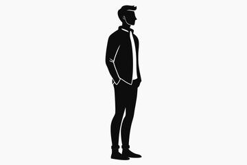 man standing line art silhouette vector illustration