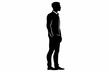 man standing line art silhouette vector illustration