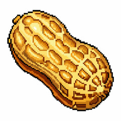 Obraz premium Retro Pixel Art Peanut Nostalgic 8 Bit Style Nut Illustration