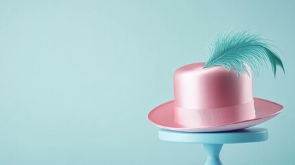 Fashion Hat Moment Silk Feather Green Text Pink Pastel