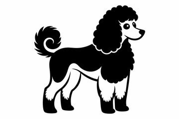 poodle dog line art silhouette vector illustration