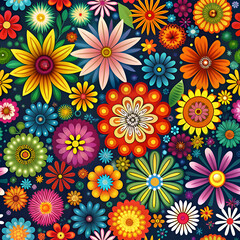 Vibrant Floral Pattern. Colorful Flowers Seamless Design
