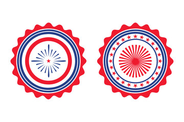 Vintage style 4th of July celebration badges, USA Independence Day