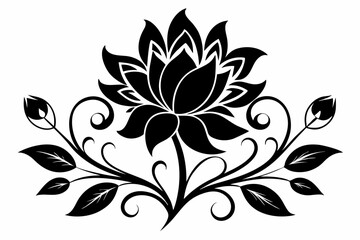 stylized floral line art silhouette vector illustration