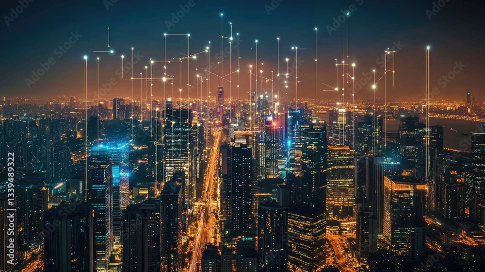 Poster a visualization of digital transformation through advanced networking solutions.