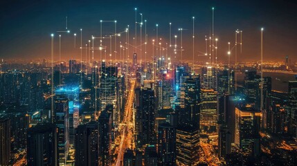 Obraz premium A visualization of digital transformation through advanced networking solutions.