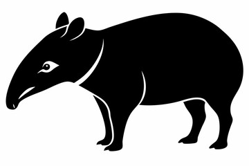 tapir line art silhouette vector illustration