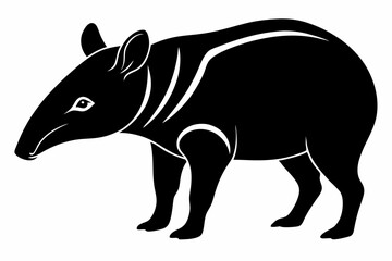 tapir line art silhouette vector illustration